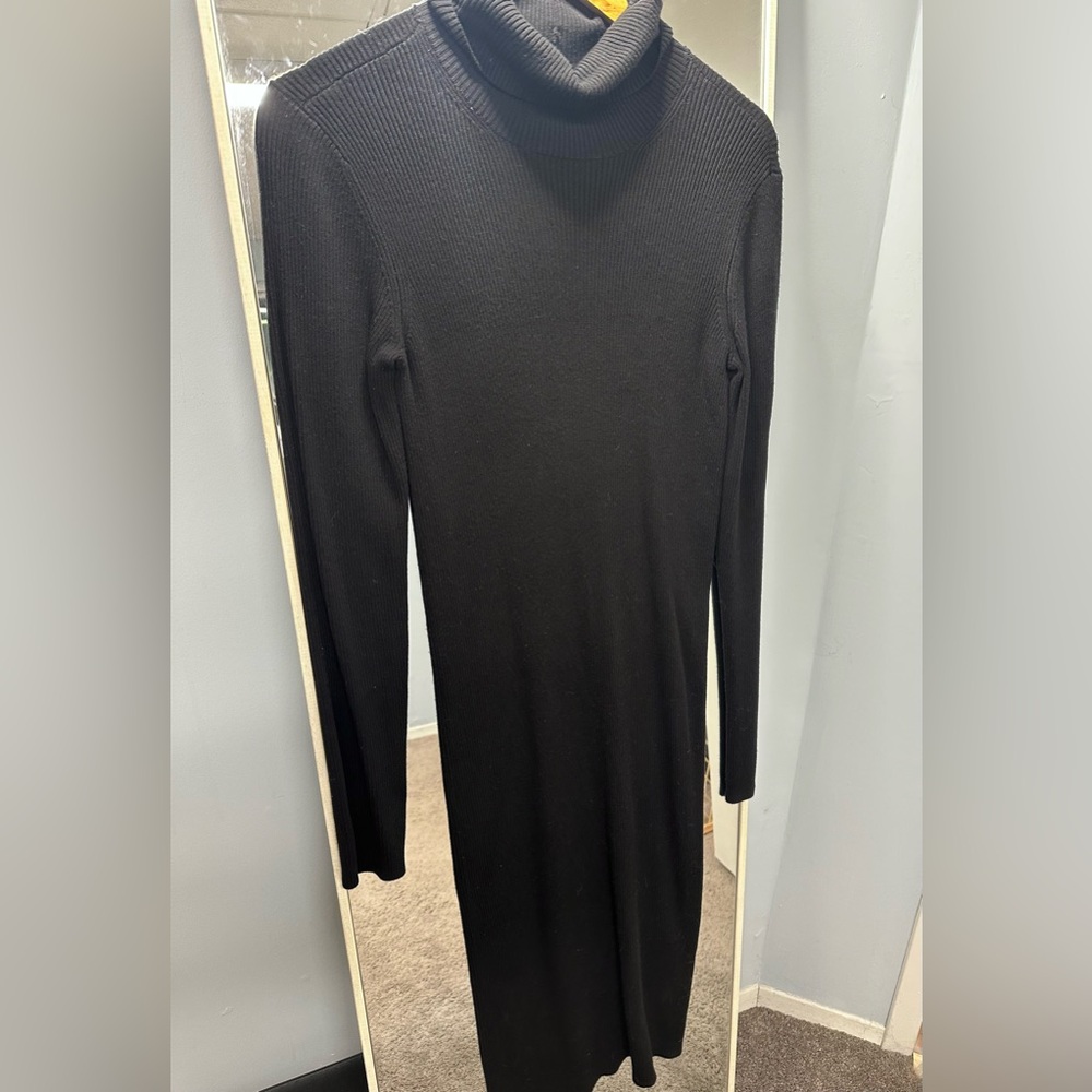 Express - Black Turtle Neck Midi Dress